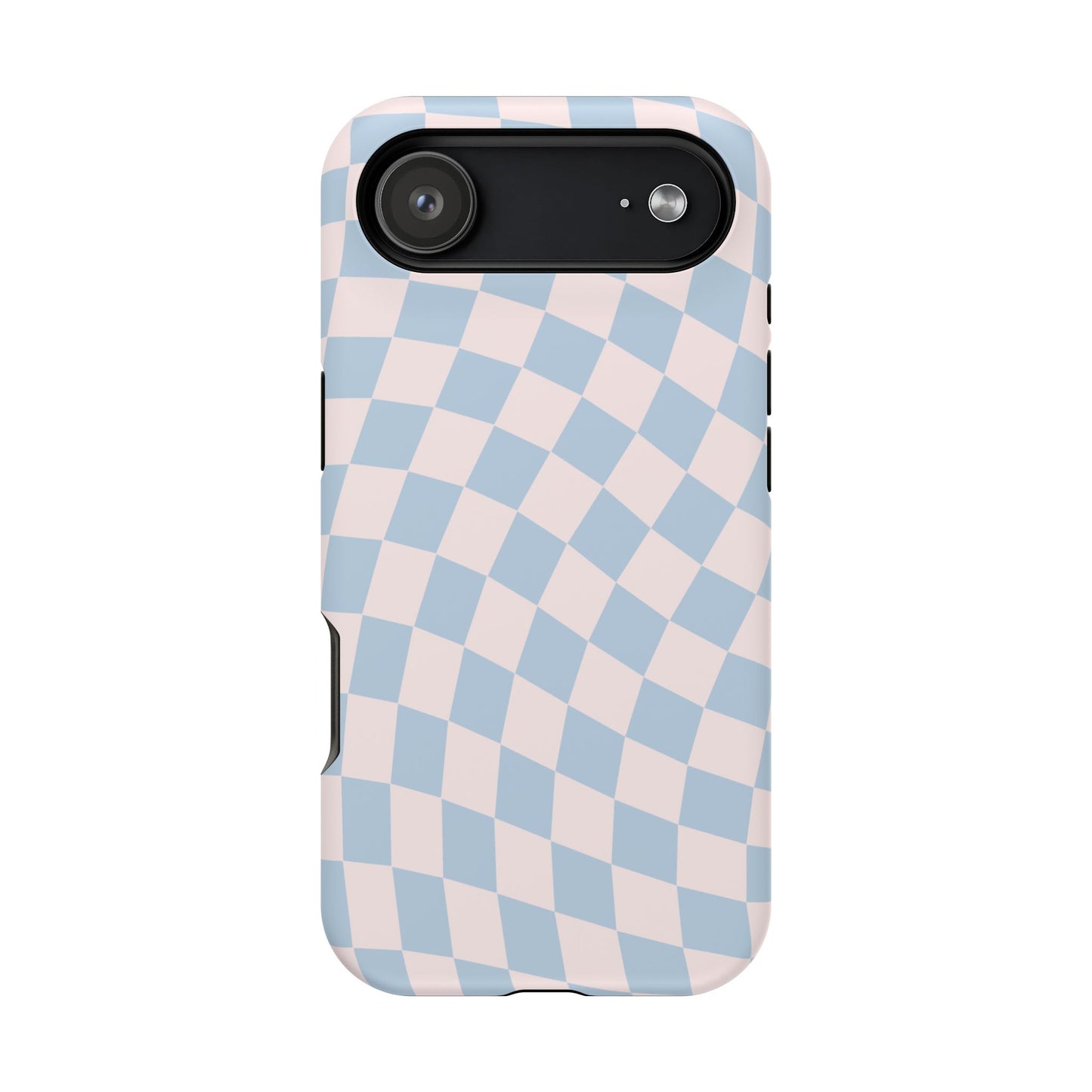 Pink & Blue Wavy Checkered iPhone Case