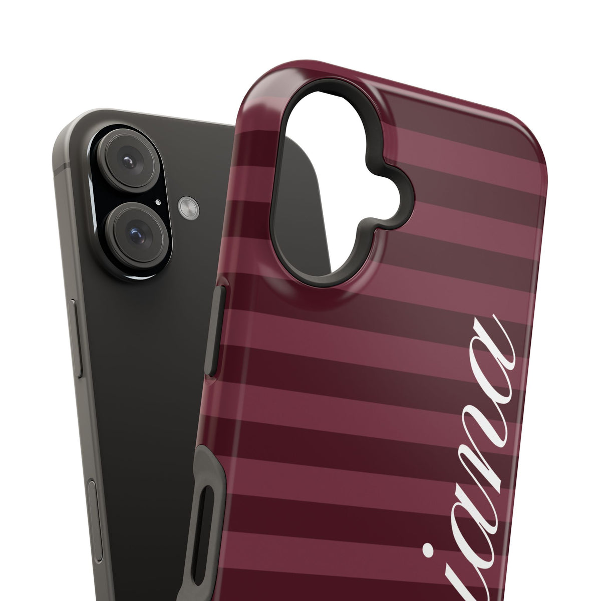 Custom Burgundy Classic Striped iPhone Case