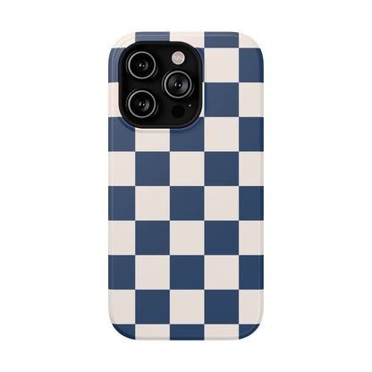 Navy & Beige Checkered iPhone Case