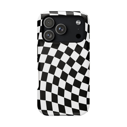 Black Wavy Checkered iPhone Case
