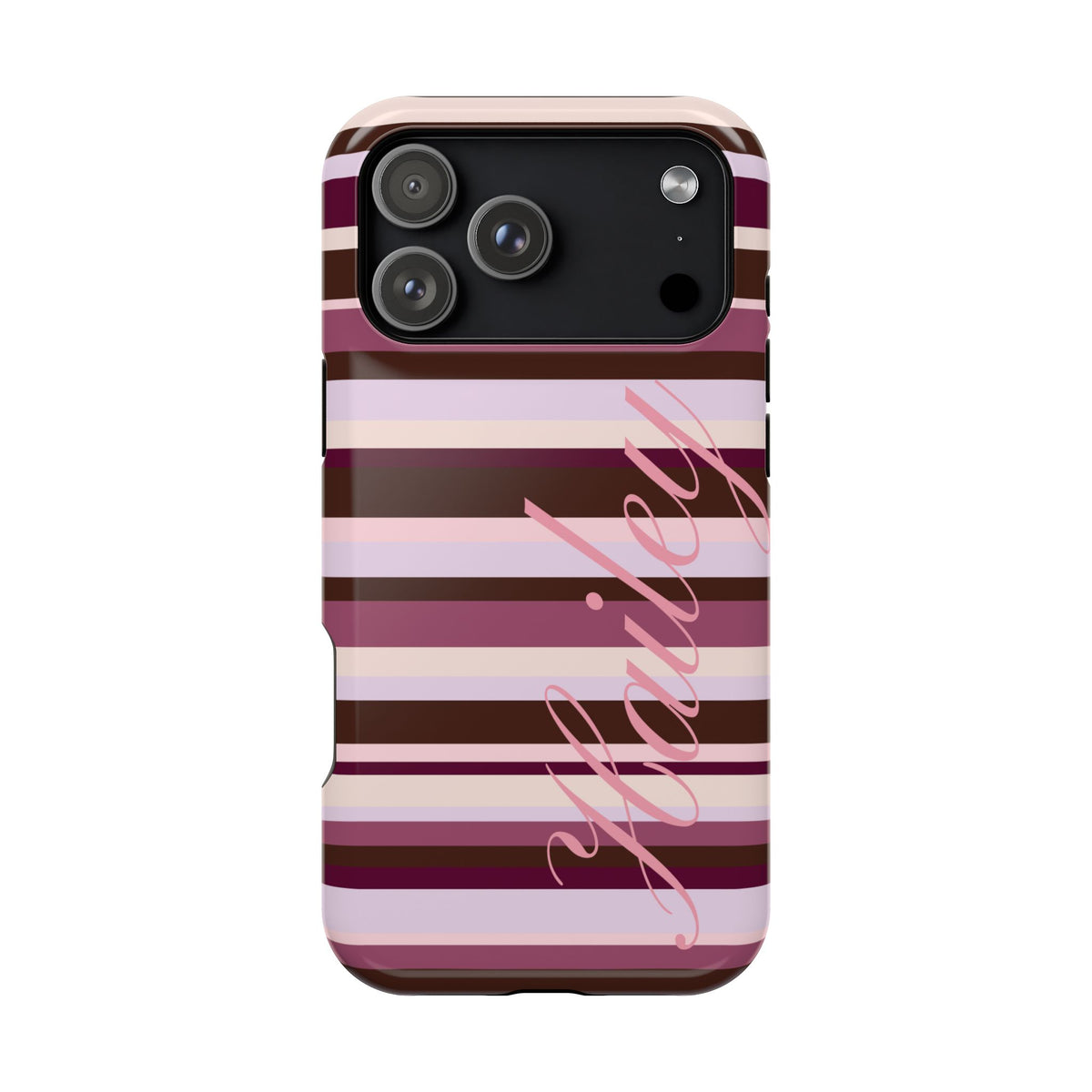 Custom Berry Mocha Stripes iPhone Case