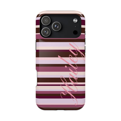 Custom Berry Mocha Stripes iPhone Case