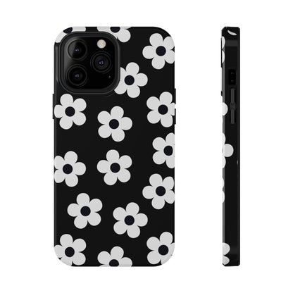 Black Retro Flowers iPhone Case