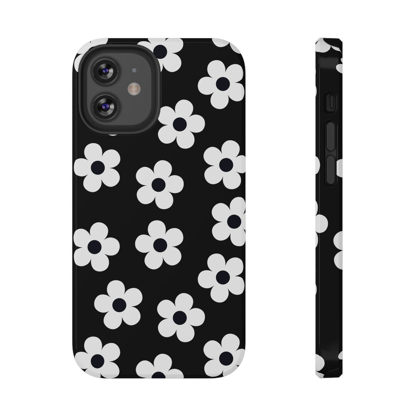 Black Retro Flowers iPhone Case