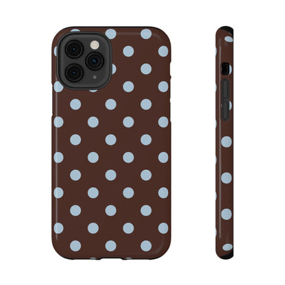 Blue Latte Polka Dots iPhone Case