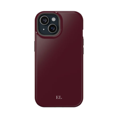 Custom Initials Burgundy iPhone Case