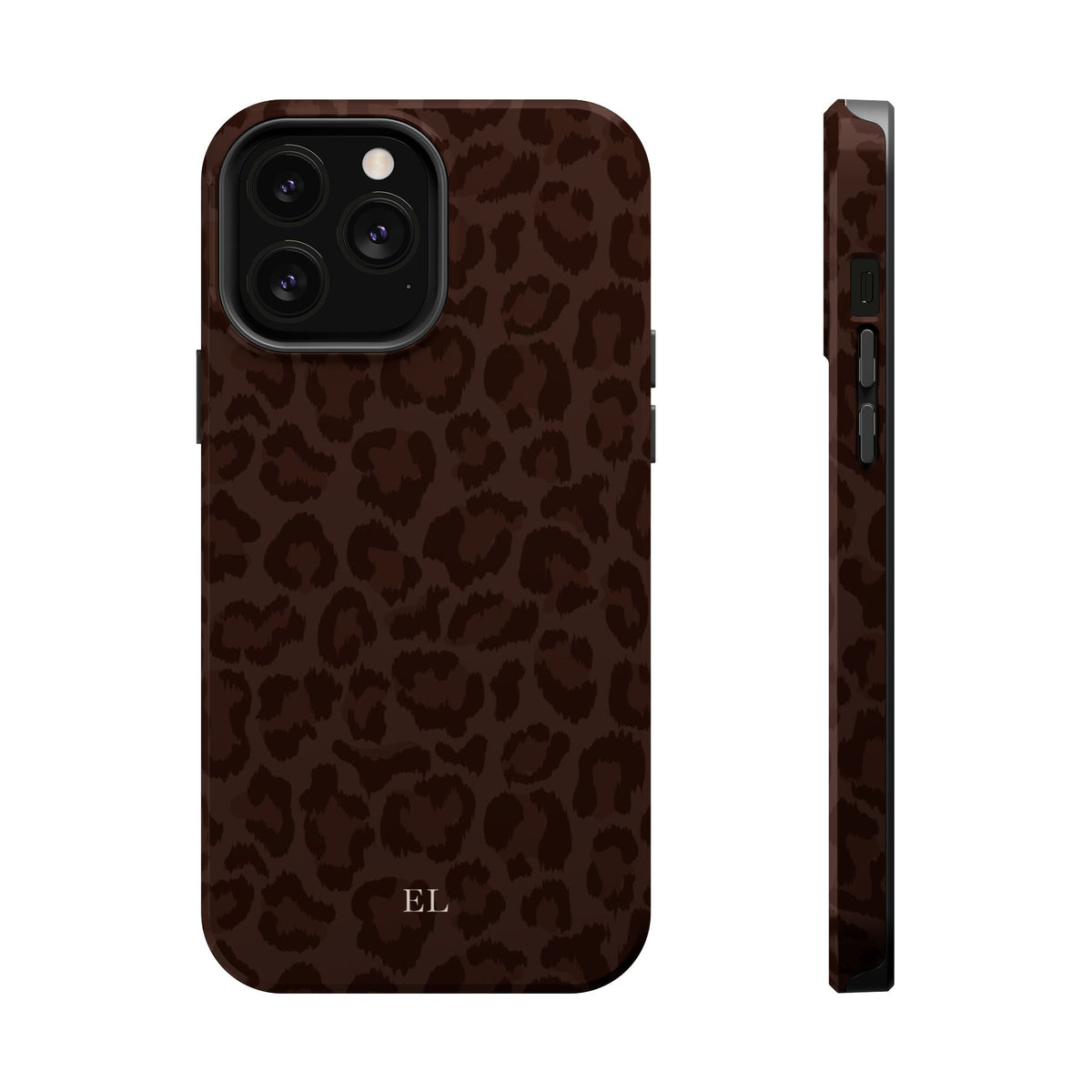 Custom Initials Mocha Leopard iPhone Case