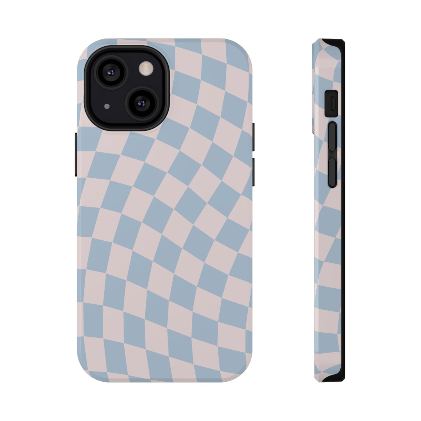 Pink & Blue Wavy Checkered iPhone Case