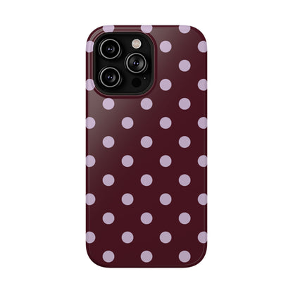 Burgundy & Violet Polka Dots iPhone Case