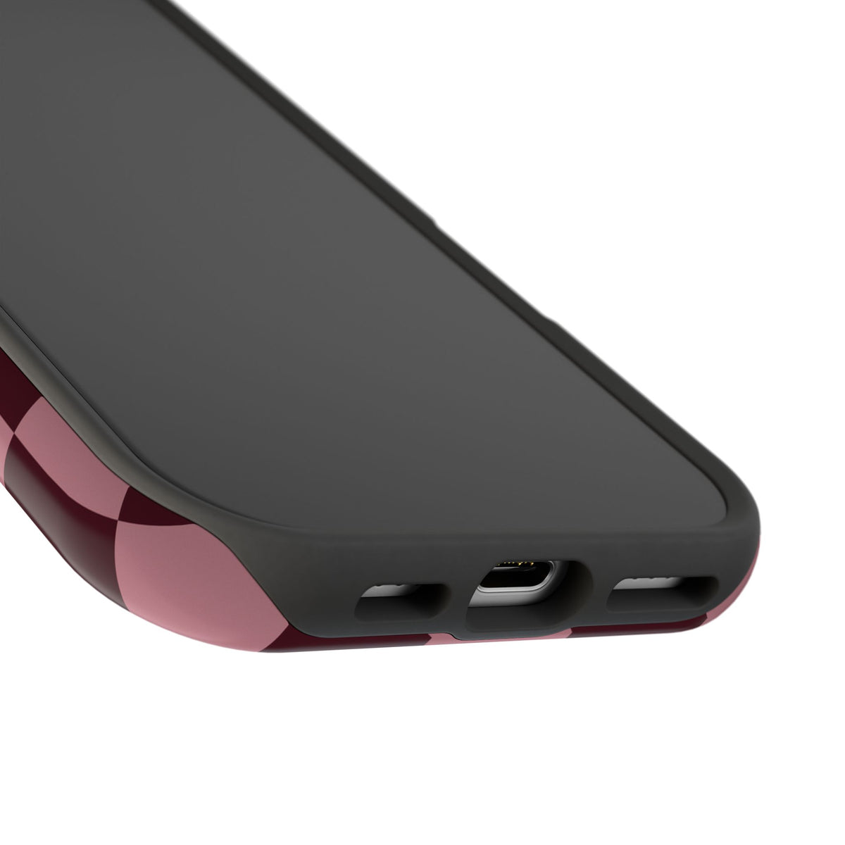 Burgundy & Pink Checkered iPhone Case