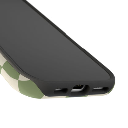Green & Beige Checkered iPhone Case