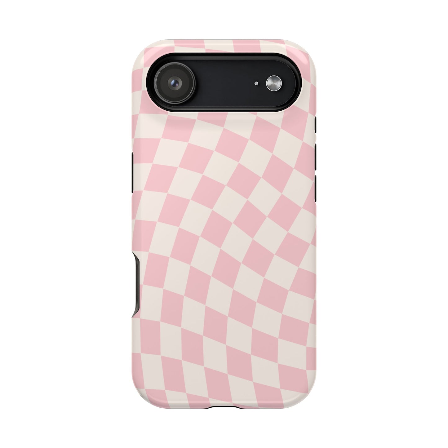 Pink & Beige Wavy Checkered iPhone Case