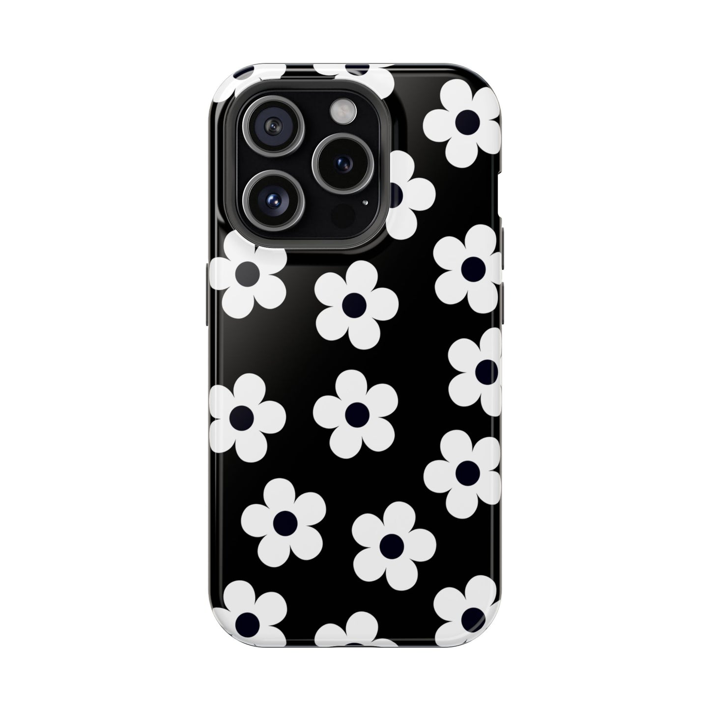Black Retro Flowers iPhone Case