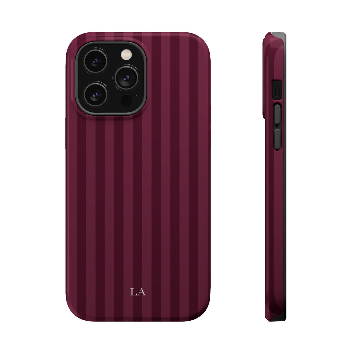 Custom Initials Plum Stripes iPhone Case