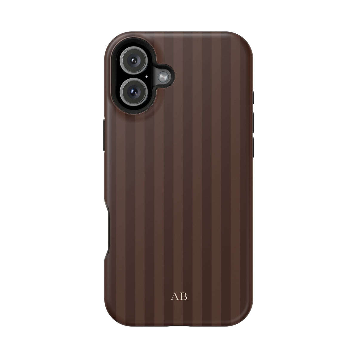 Custom Initials Mocha Stripes iPhone Case