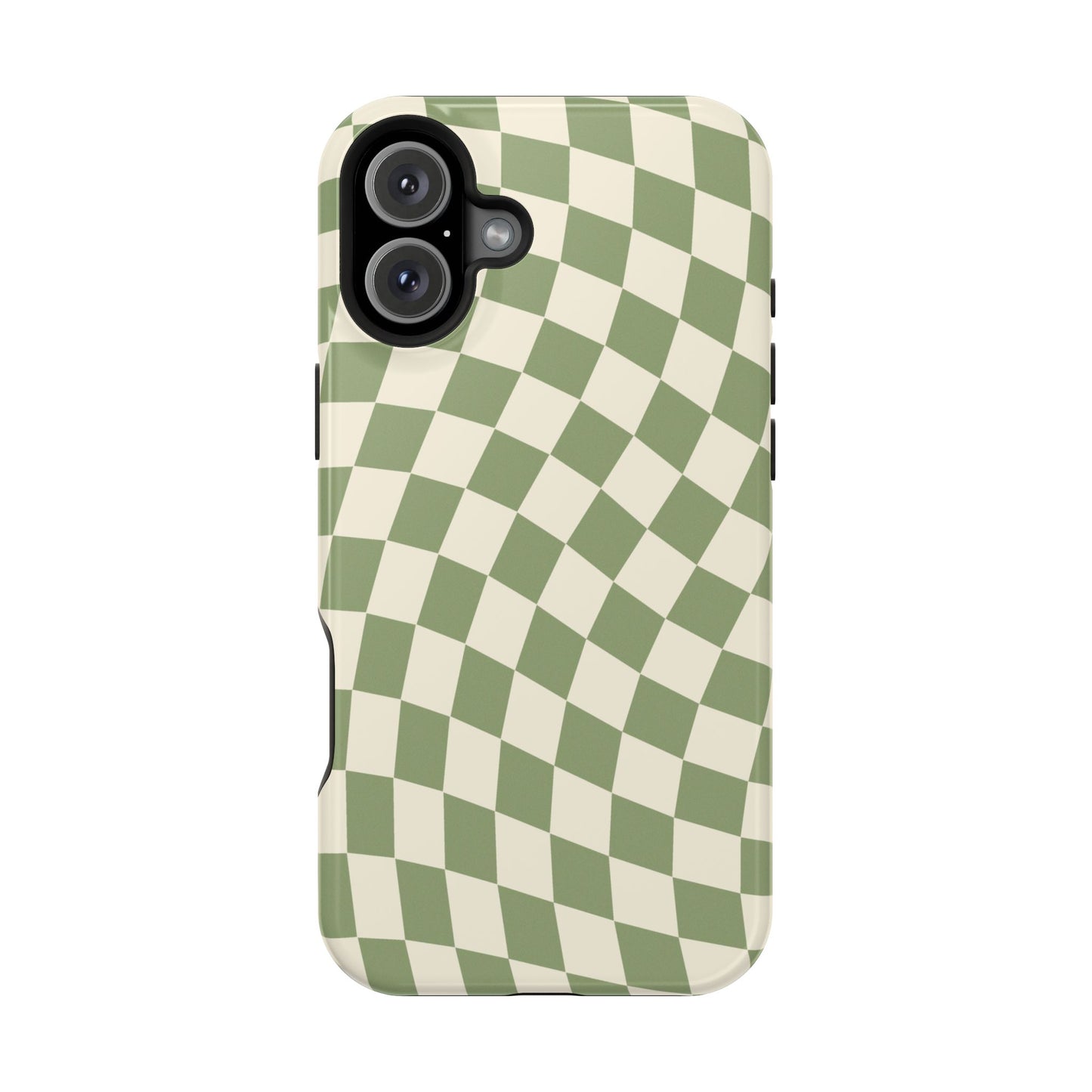 Green & Beige Wavy Checkered iPhone Case