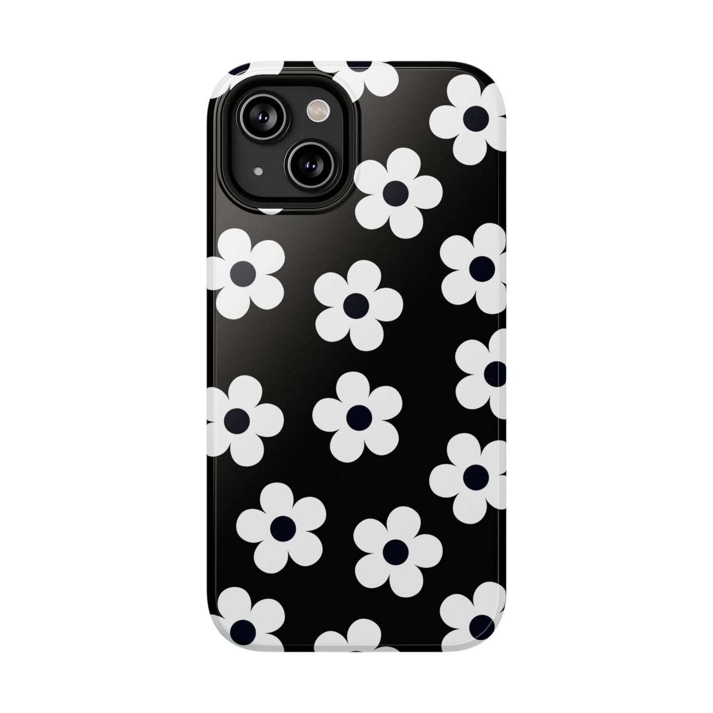 Black Retro Flowers iPhone Case