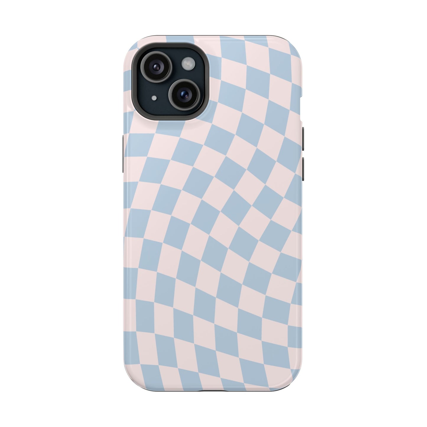 Pink & Blue Wavy Checkered iPhone Case