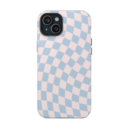 Pink & Blue Wavy Checkered iPhone Case