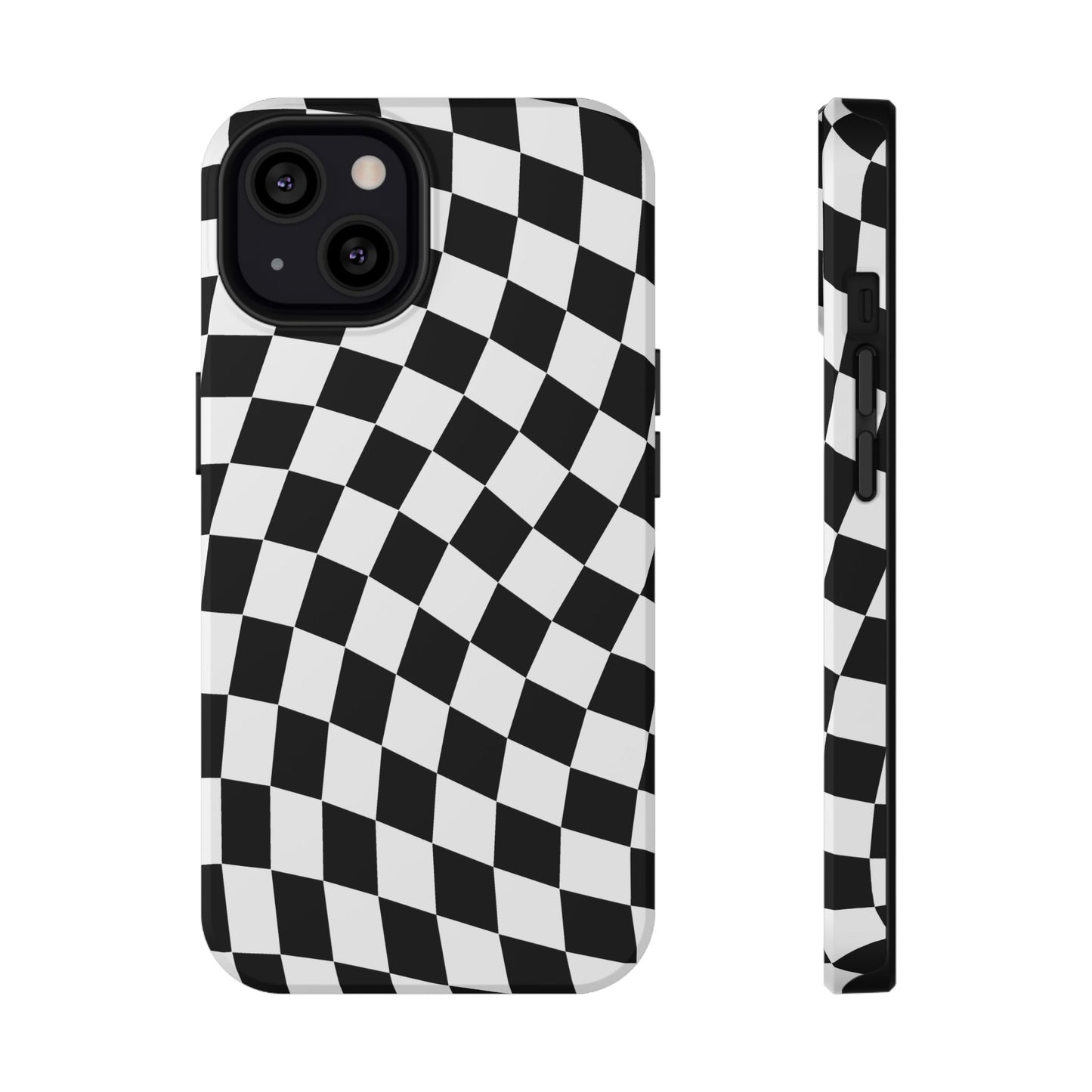Black Wavy Checkered iPhone Case