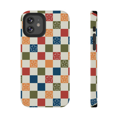Vintage Flowers Checkered iPhone Case