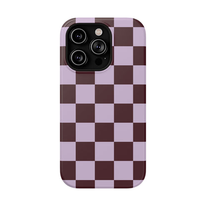 Burgundy & Violet Checkered iPhone Case