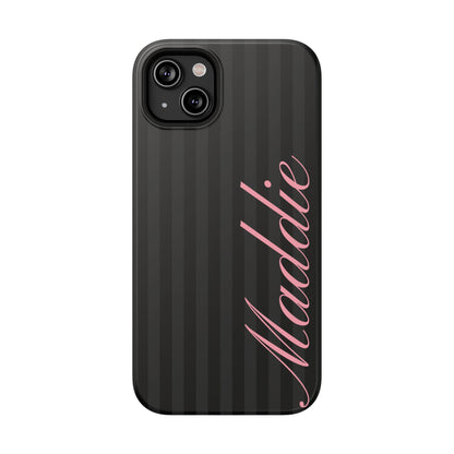 Custom Pink Black Stripes iPhone Case
