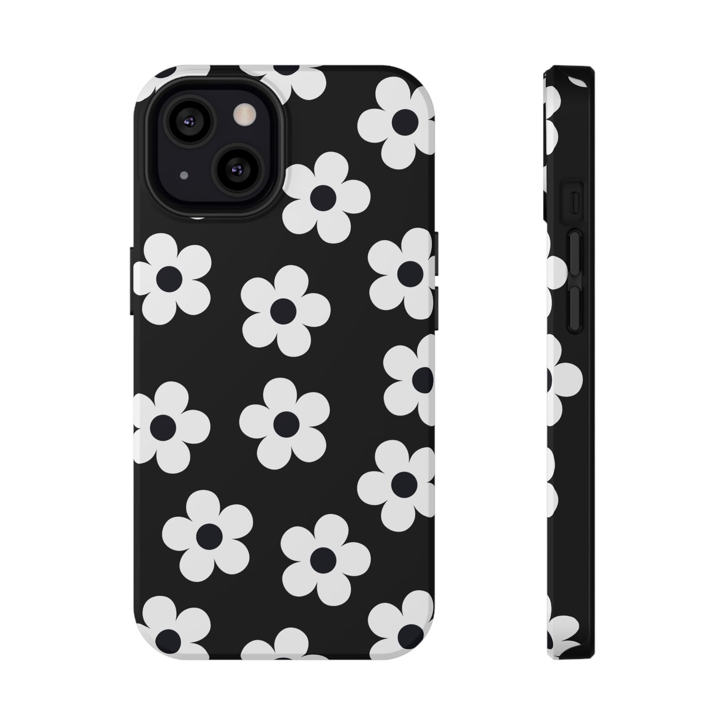 Black Retro Flowers iPhone Case