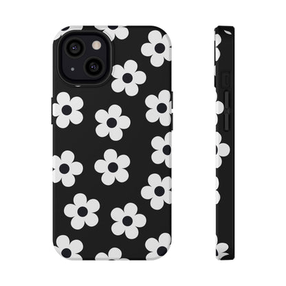 Black Retro Flowers iPhone Case