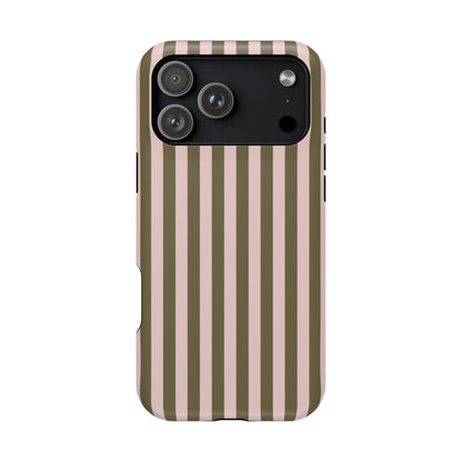 Pink Pistachio Stripes iPhone Case