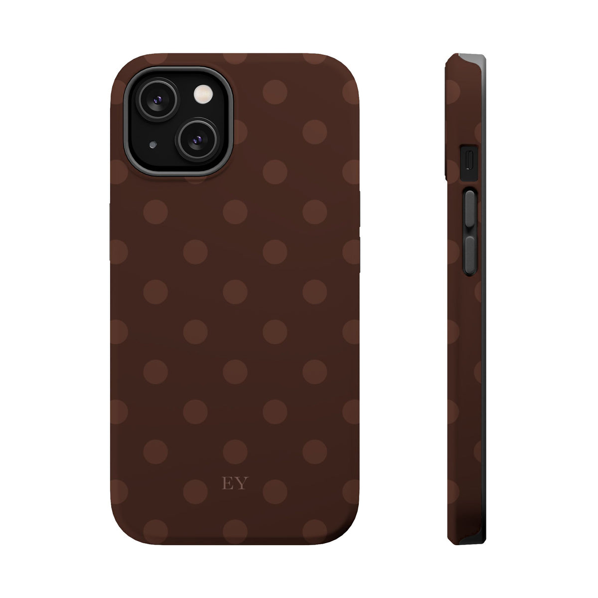 Custom Initials Mocha Polka Dots iPhone Case