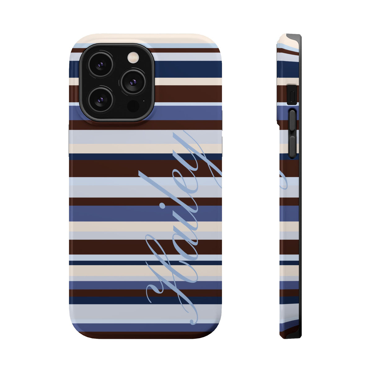 Custom Blueberry Mocha Stripes iPhone Case