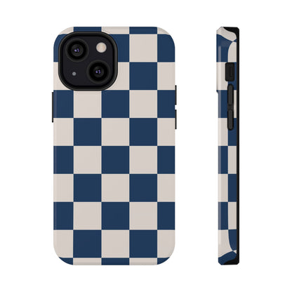 Navy & Beige Checkered iPhone Case