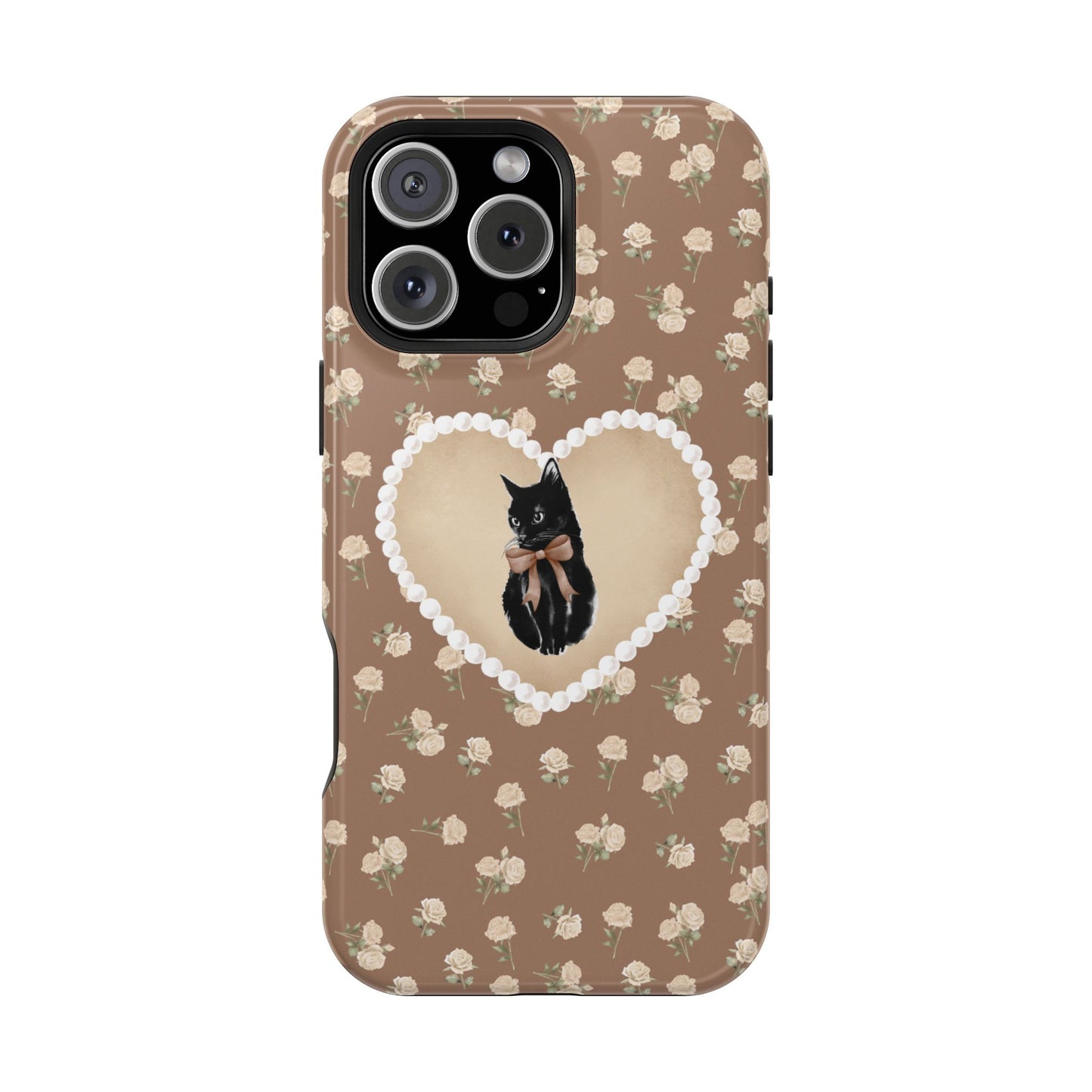 Brown Féline Roses iPhone Case
