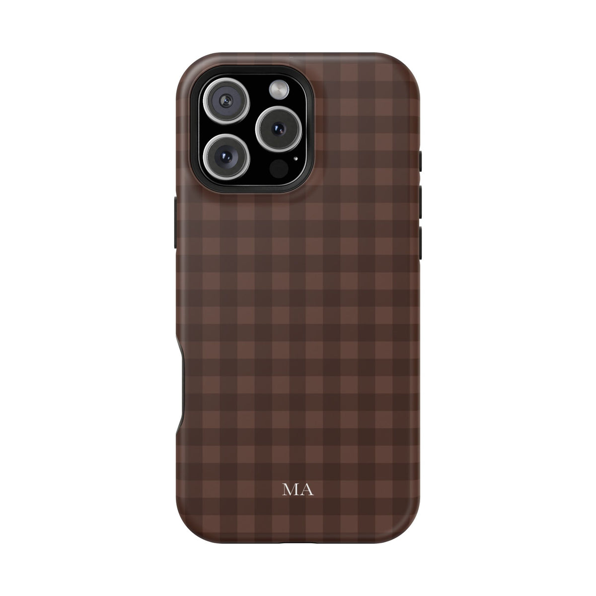 Custom Initials Brown Gingham iPhone Case
