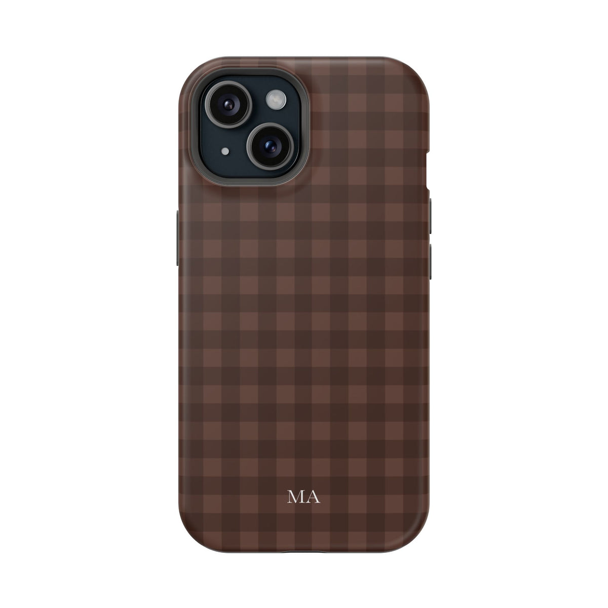 Custom Initials Brown Gingham iPhone Case