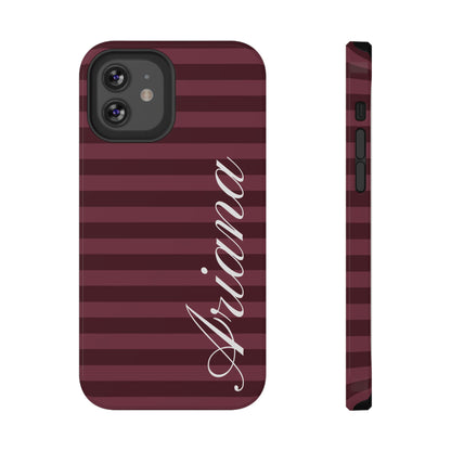 Custom Burgundy Classic Striped iPhone Case