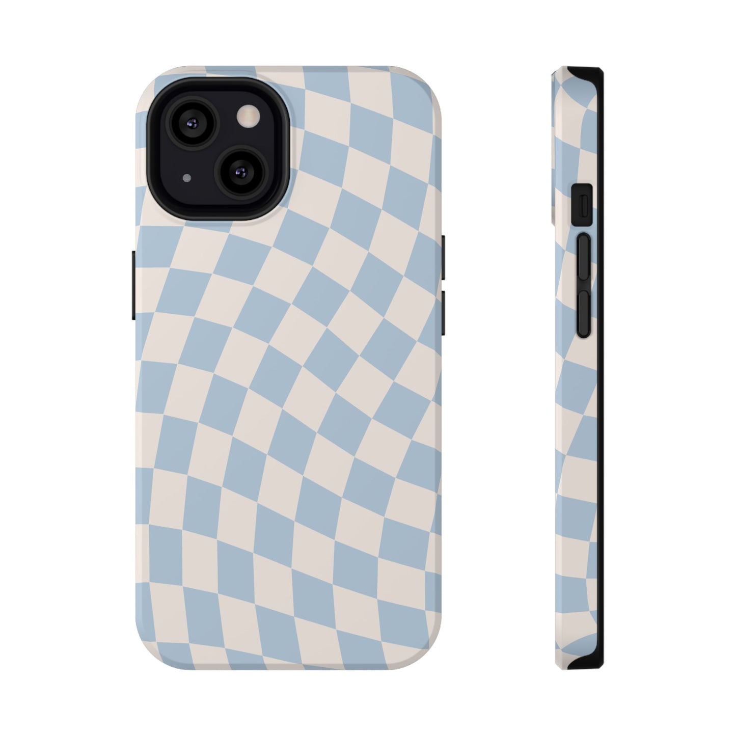 Blue & Beige Wavy Checkered iPhone Case