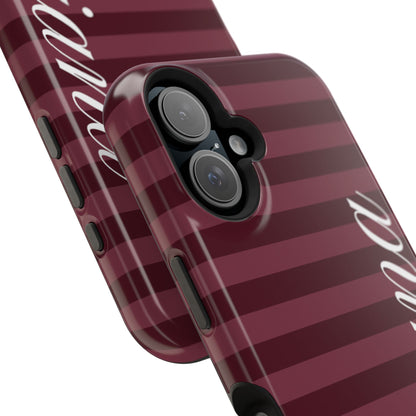 Custom Burgundy Classic Striped iPhone Case