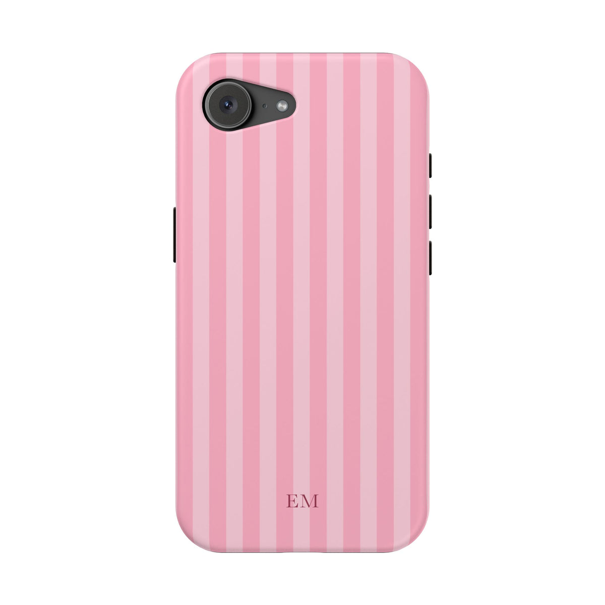 Custom Initials Pink Stripes iPhone Case
