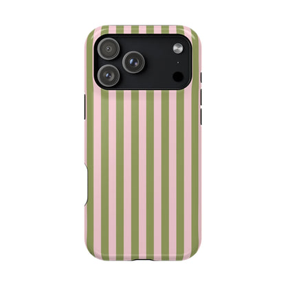 Pink Matcha Stripes iPhone Case