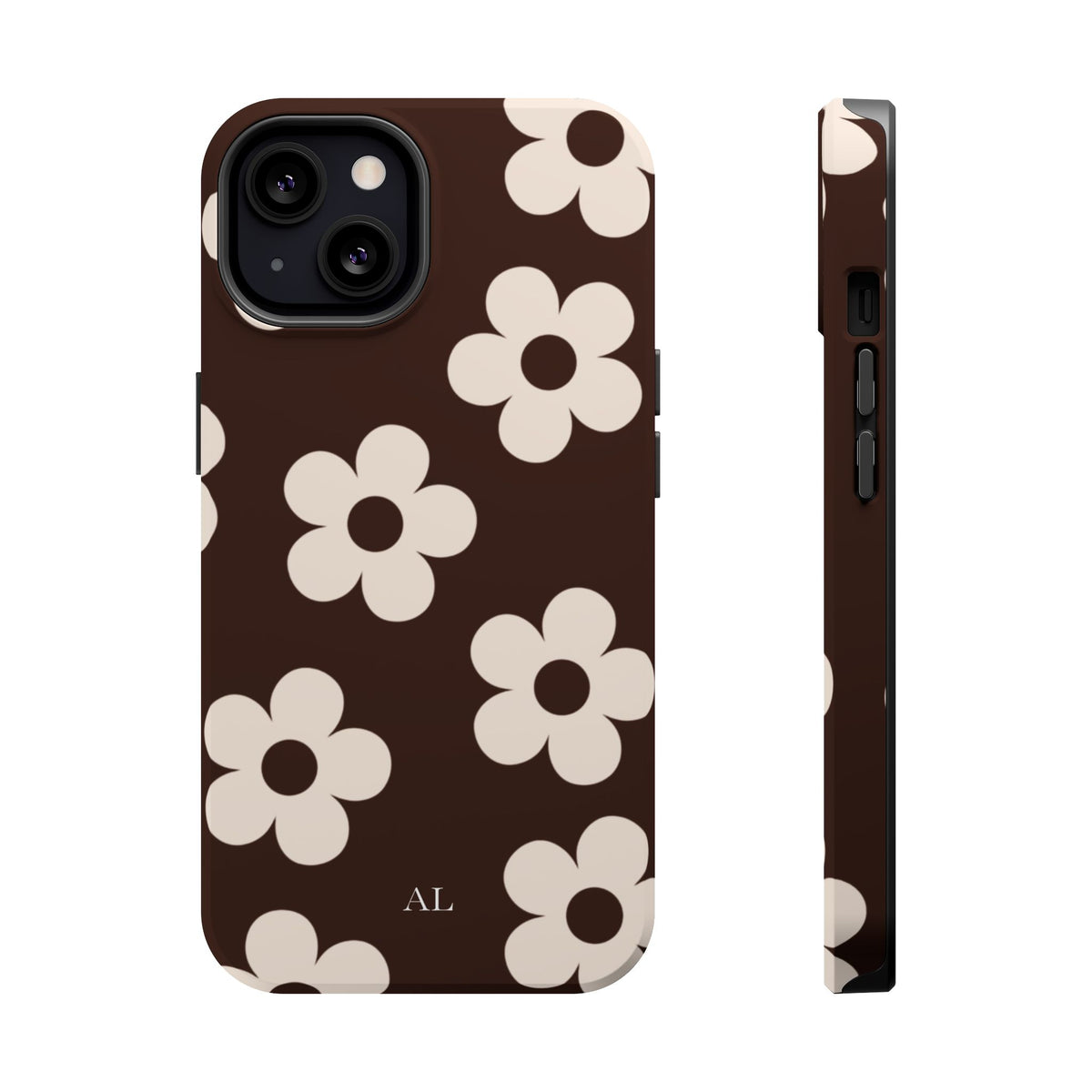 Custom Initials Cocoa Flowers iPhone Case