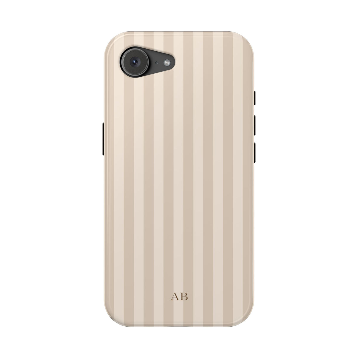 Custom Initials Beige Stripes iPhone Case