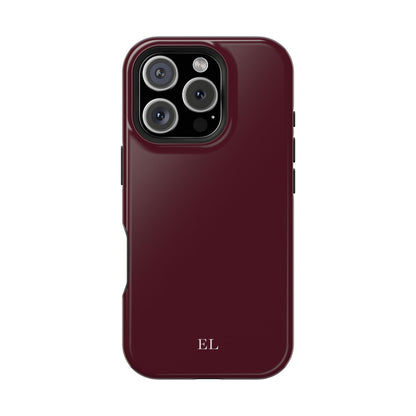 Custom Initials Burgundy iPhone Case