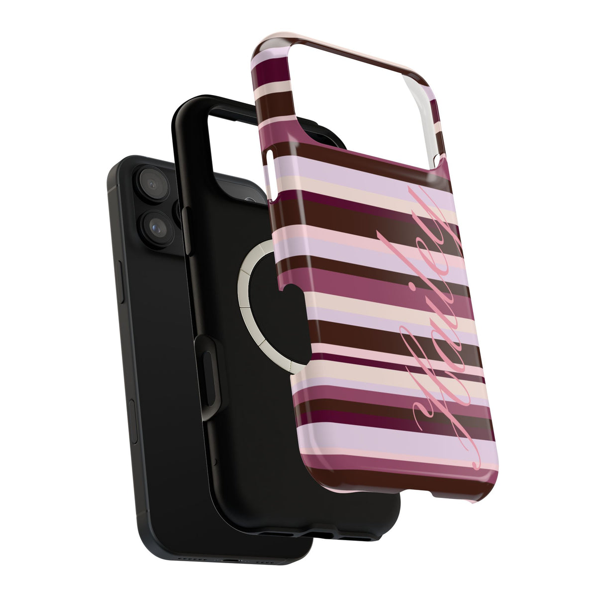 Custom Berry Mocha Stripes iPhone Case