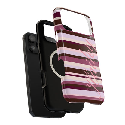 Custom Berry Mocha Stripes iPhone Case