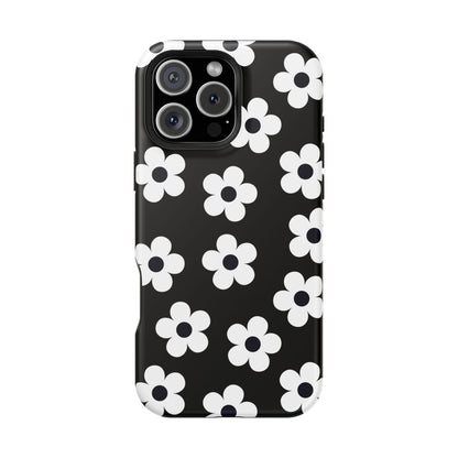 Black Retro Flowers iPhone Case