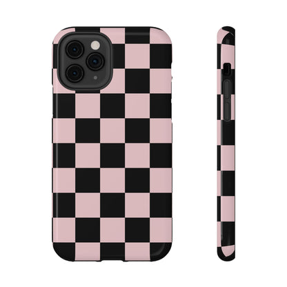 Pink & Black Checkered iPhone Case