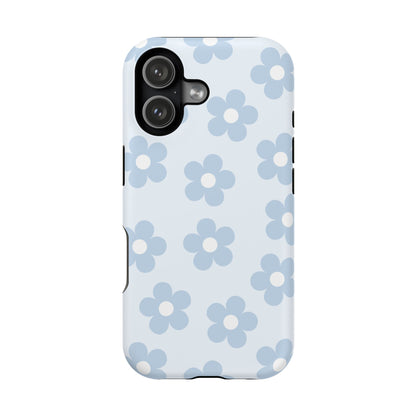 Light Blue Retro Flowers iPhone Case