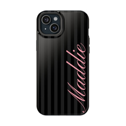 Custom Pink Black Stripes iPhone Case